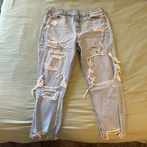 American Eagle Super Distressed Mom Jeans